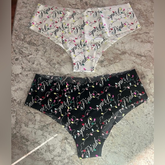 VS PINK Christmas No Show Cheekster Panties Large Multi 5 Pack NEW - Picture 4 of 10